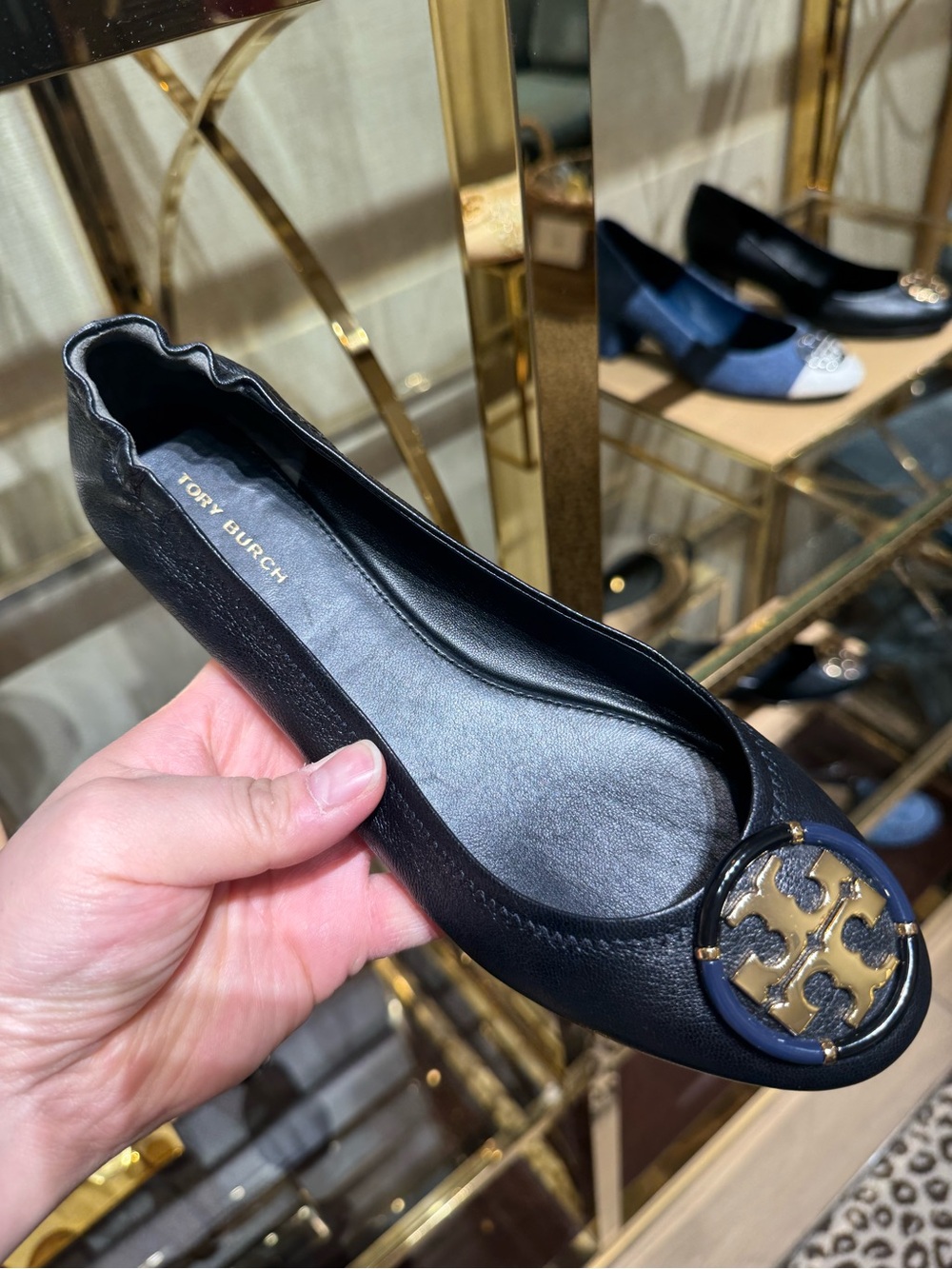 Tory Burch Multi Logo Nappa Leather Flat Ballet Shoes